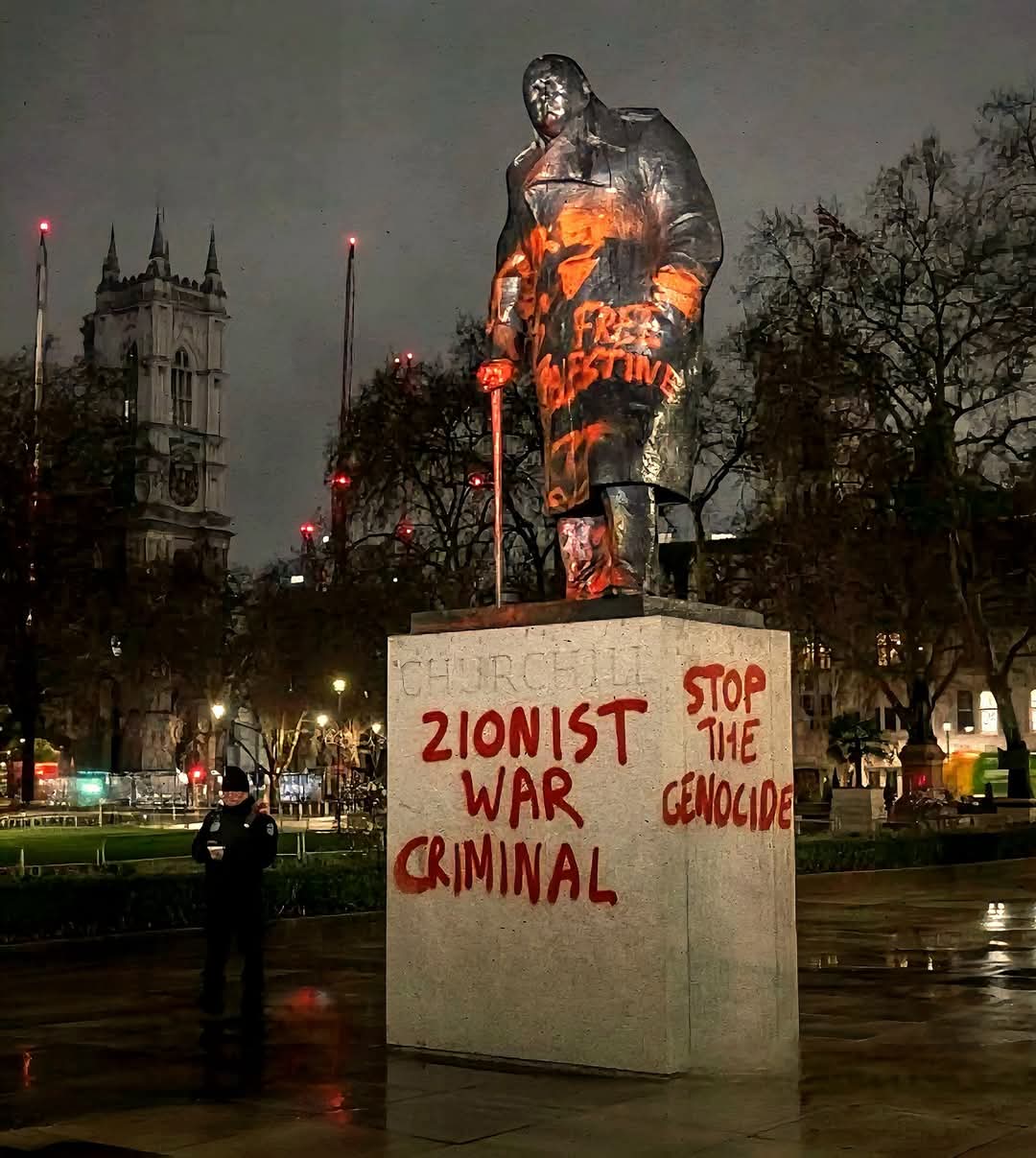 Yesterday in London, the statue of Winston Churchill was desecrated...