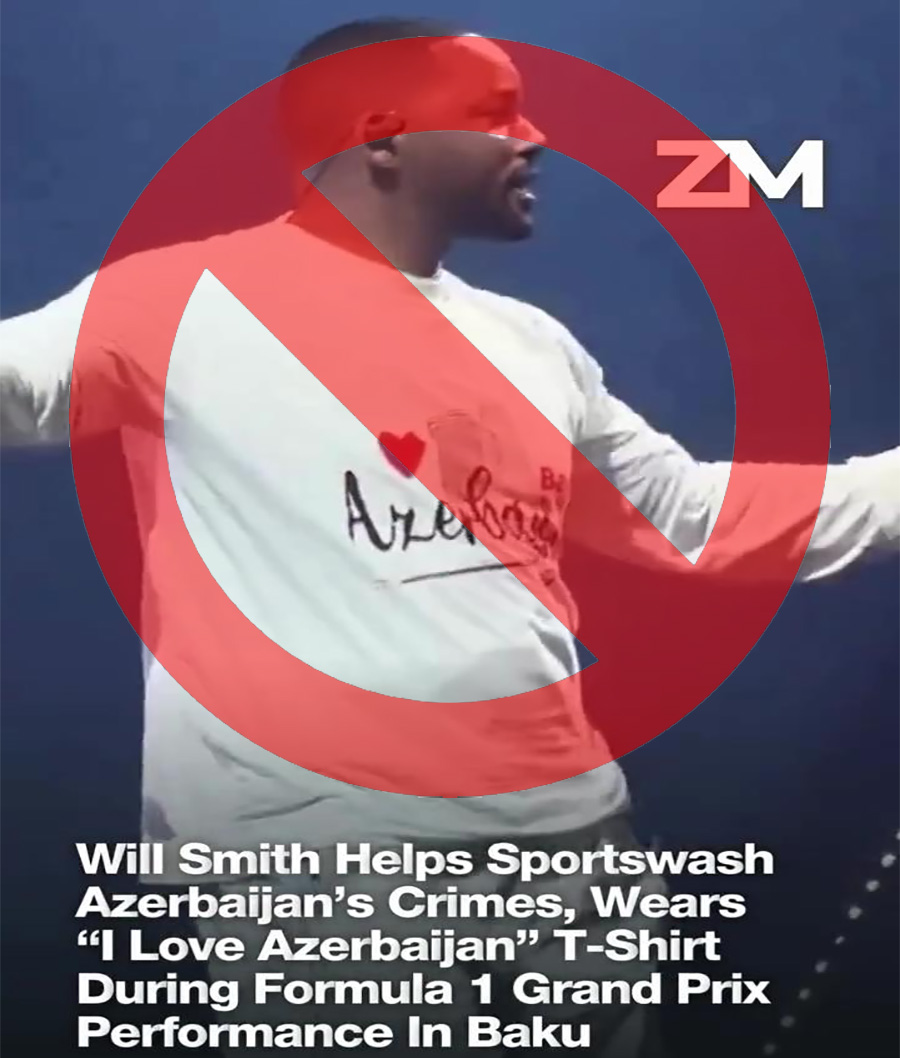 Washed up actor and rapper Will Smith gave a concert in Baku and wore a "I love Azerbaijan" sweater on stage...