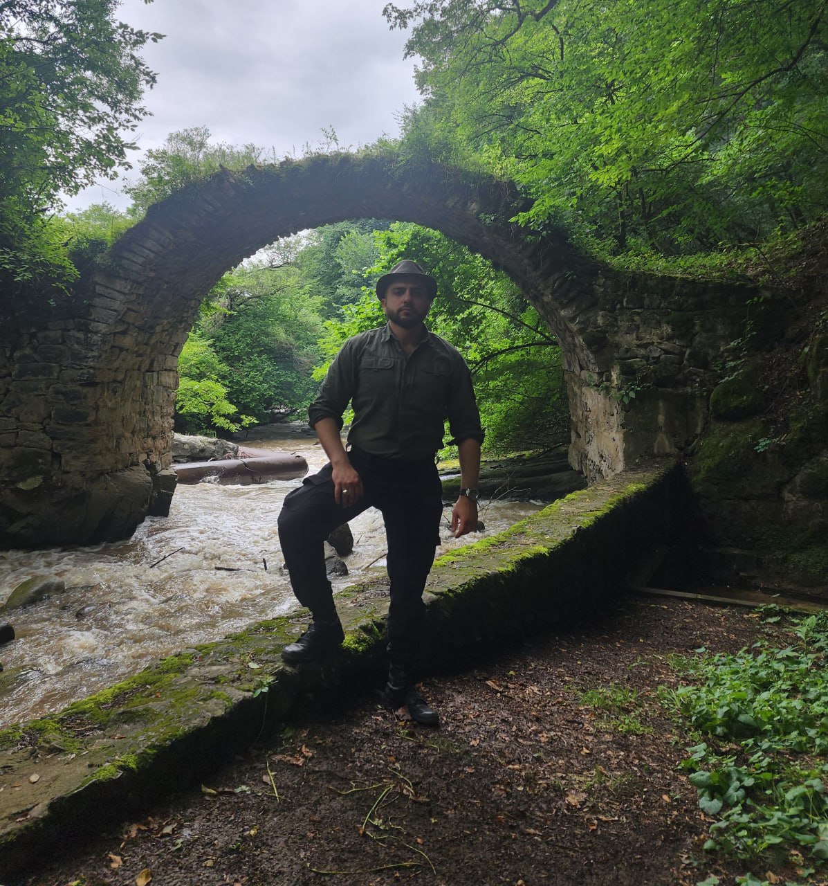 Near the border in Tavush, standing next to an interesting bridge...