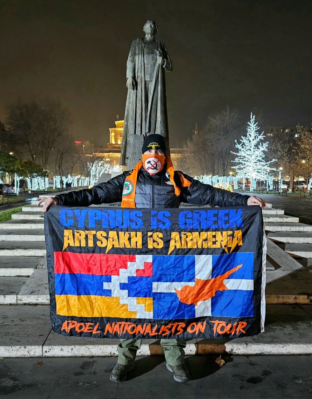 Our Greek brother in Yerevan, in front of the statue of Garegin Nzhdeh...