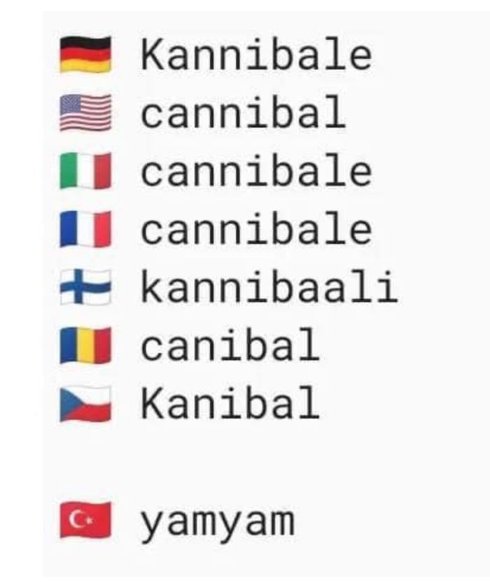 Ահա թե ինչպես են մարդակեր ասում տարբեր լեզուներով։ Սա ապացույց է, որ թուրքերը իրոք մարդակեր են...